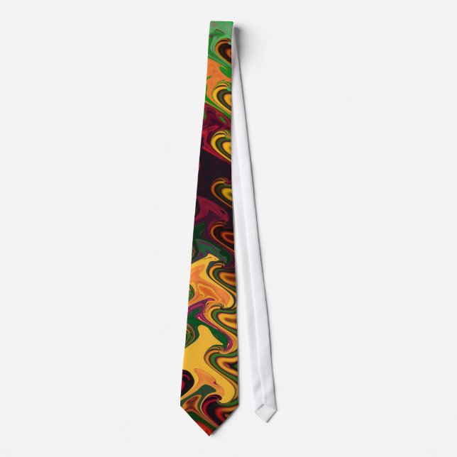 Multicolored Cool Abstract Fine Fractal Art Tie (Front)