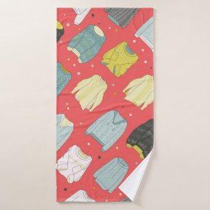Multicolored, cosy sweaters, warm autumn winter Se Bath Towel