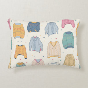 Multicolored, cosy sweaters, warm autumn winter Se Decorative Cushion