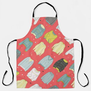 Multicolored, cozy sweaters, warm autumn winter Se Apron