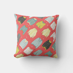 Multicolored, cozy sweaters, warm autumn winter Se Cushion
