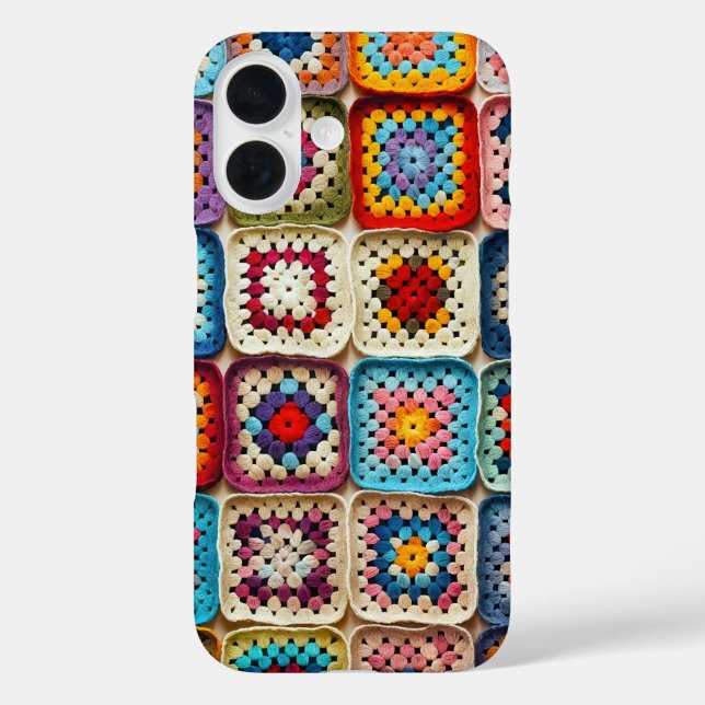 Multicolored Crocheted Granny Square Quilt Case-Mate iPhone Case (Back)