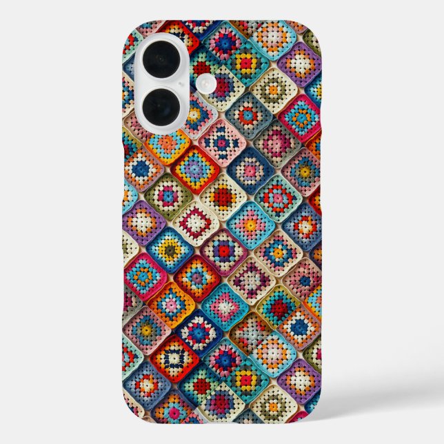 Multicolored Crocheted Granny Square Quilt Case-Mate iPhone Case (Back)