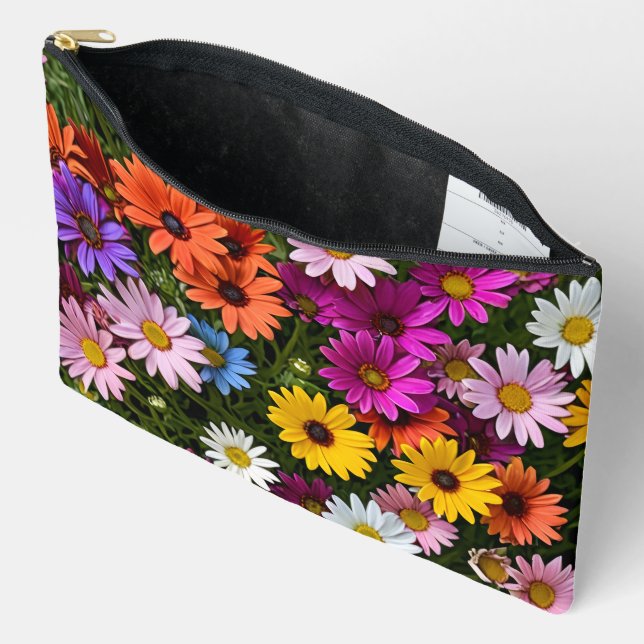 Multicolored Daisy Flowers Pouch (Open)