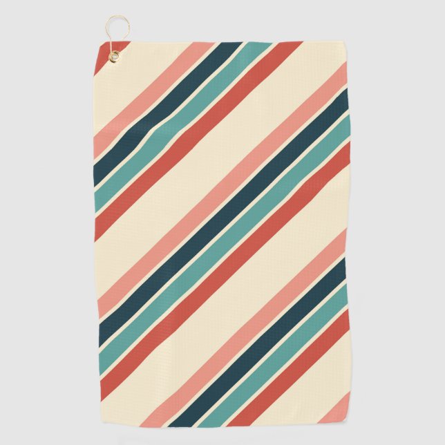 Multicolored diagonal stripes design golf towel (Front)