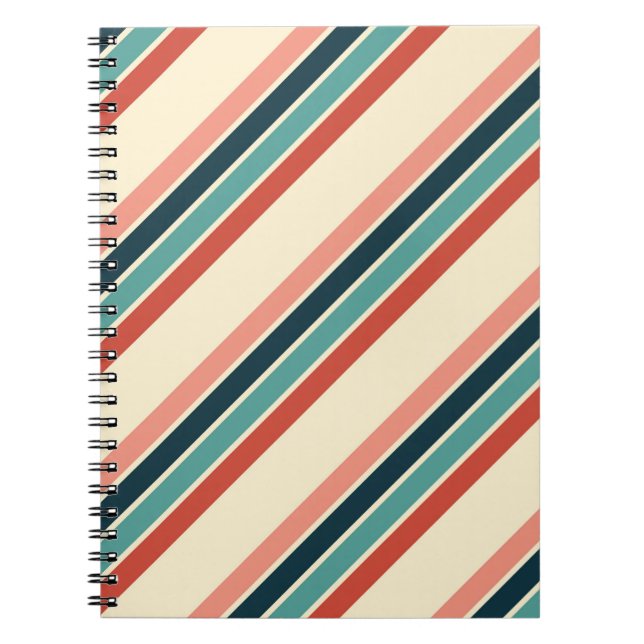 Multicolored diagonal stripes design notebook (Front)