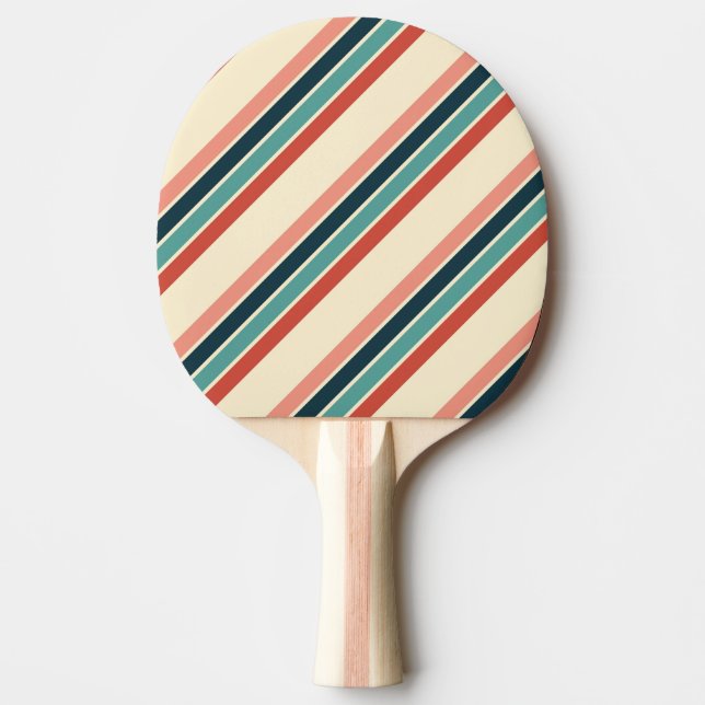 Multicolored diagonal stripes design ping pong paddle (Front)