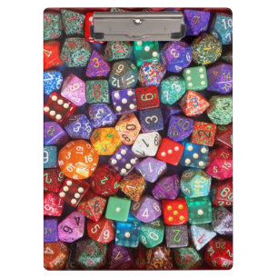 multicolored dice clipboard