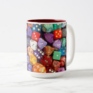multicolored dice Two-Tone coffee mug