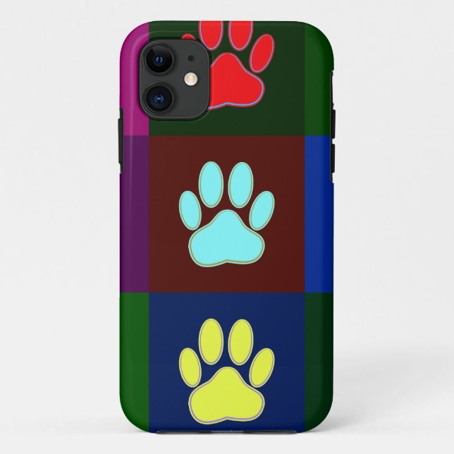 Multicolored Dog Paw Print Pattern Case-Mate iPhone Case (Back)