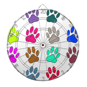 Multicolored Dog Paw Print Pattern Dartboard