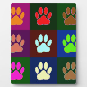 Multicolored Dog Paw Print Pattern Plaque