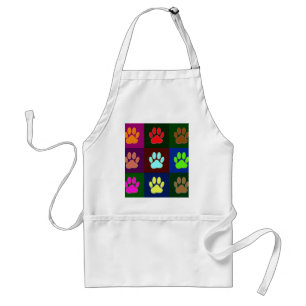 Multicolored Dog Paw Print Pattern Standard Apron