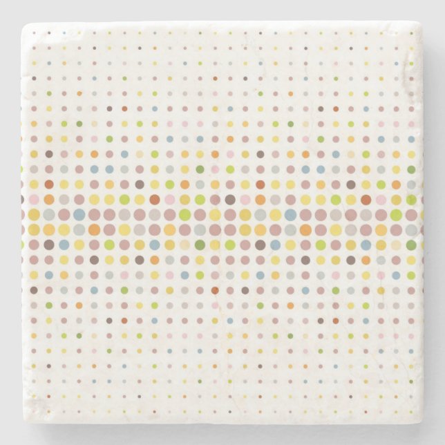 Multicolored dot background stone coaster (Front)