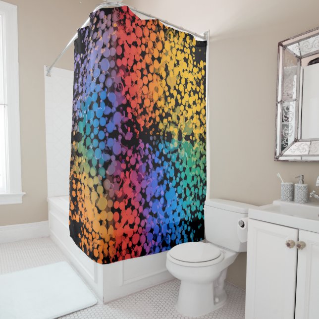 Multicolored Dotted Design  Shower Curtain (In Situ)