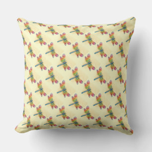 Multicolored Dragonfly Art (yellow) Outdoor Cushion