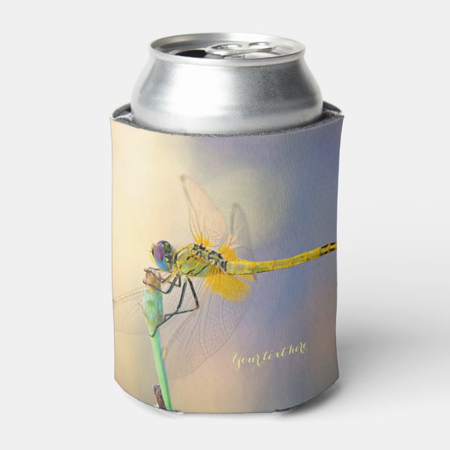 Multicolored Dragonfly Can Cooler (Can Front)