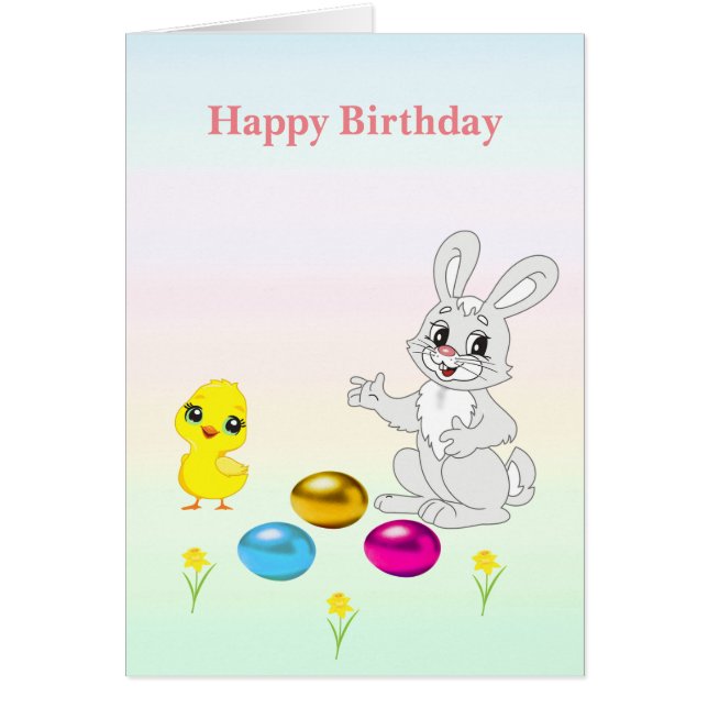 Multicolored Easter Eggs & Bunny Birthday (Front)
