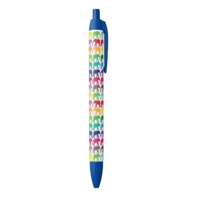 Multicolored elephant pattern blue ink pen (Bottom (Vertical))