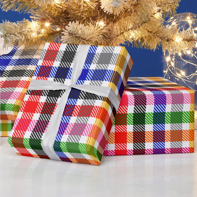 Multicolored Flannel Twill Plaid Tartan On White  Wrapping Paper (Creator Uploaded)