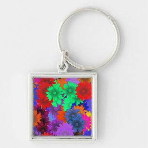 Multicolored floral key ring