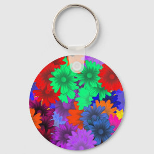 Multicolored floral key ring