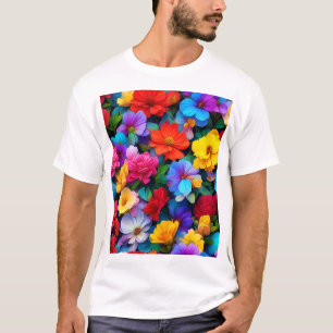Multicolored Floral Pattern Botanical Design-75647 T-Shirt
