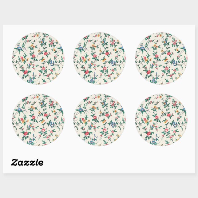 Multicolored floral pattern classic round sticker (Sheet)
