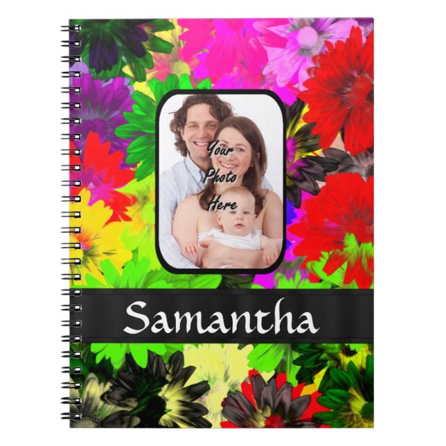 Multicolored floral photo background notebook (Front)