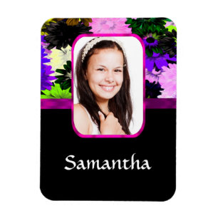 Multicolored floral photo template magnet