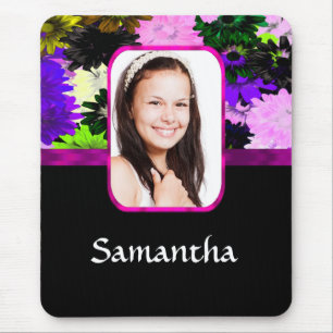 Multicolored floral photo template mouse pad