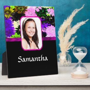 Multicolored floral photo template plaque
