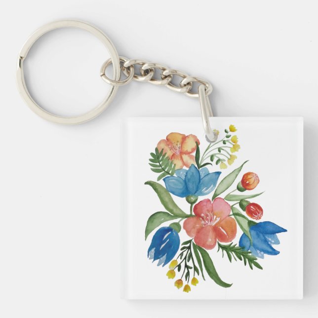  Multicolored flower bouquet Key Ring (Front)