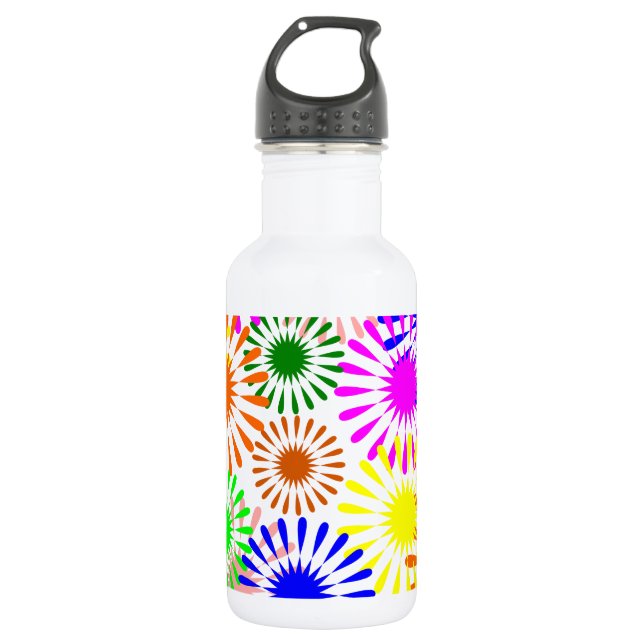 Multicolored Flowers 532 Ml Water Bottle (Front)