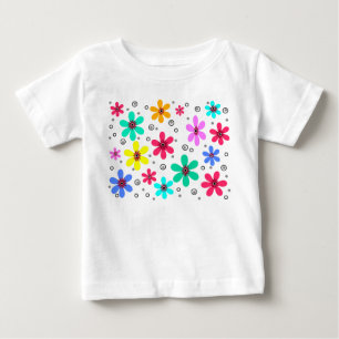 Multicolored flowers daisies retro background summ baby T-Shirt