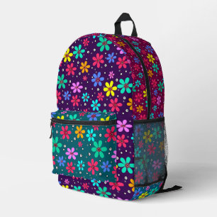 Multicolored flowers daisies retro background summ printed backpack