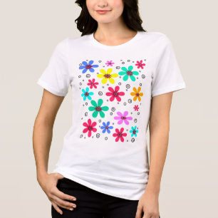 Multicolored flowers daisies retro background summ Tri-Blend shirt