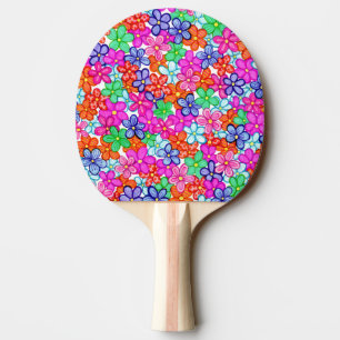 Multicolored Flowers Floral Pattern 2-Sided Print Ping Pong Paddle
