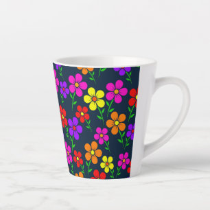 Multicolored Flowers Floral Pattern-34654 Latte Mug