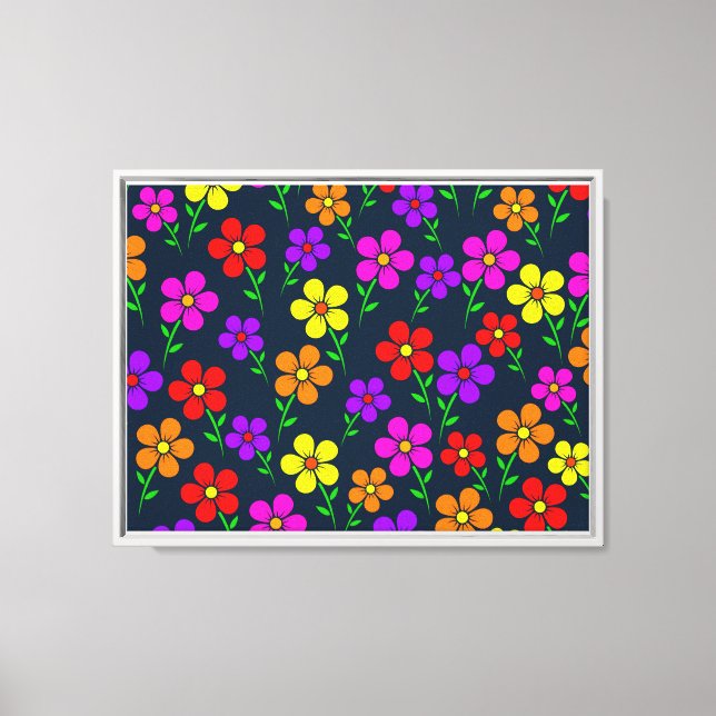 Multicolored Flowers Floral Pattern Canvas Print (Front)