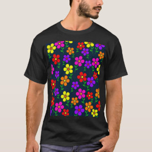 Multicolored Flowers Floral Pattern T-Shirt