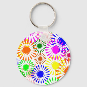 Multicolored Flowers Key Ring