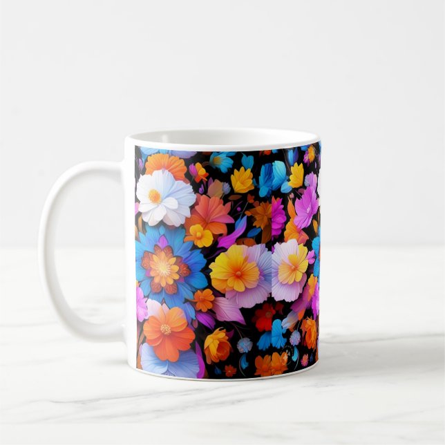 Multicolored Flowers Pattern  Coffee Mug (Left)