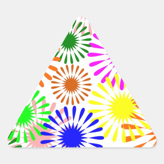 Multicolored Flowers Triangle Sticker (Front)