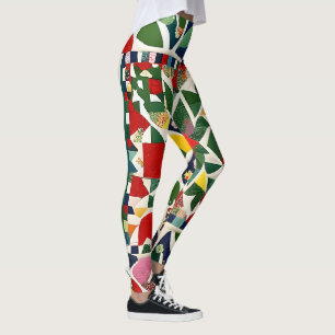 Multicolored folk pattern leggings