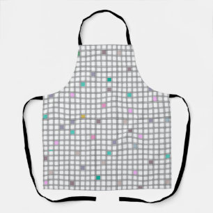 Multicolored Geometric Chequered Pattern Apron