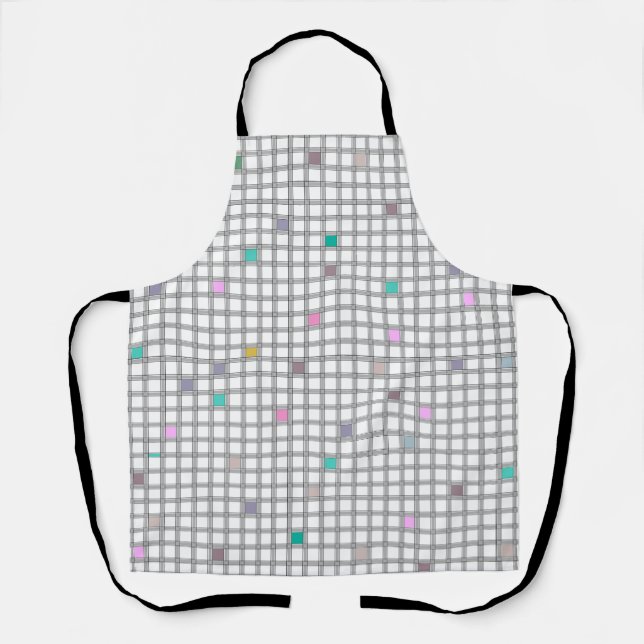 Multicolored Geometric Chequered Pattern Apron (Front)