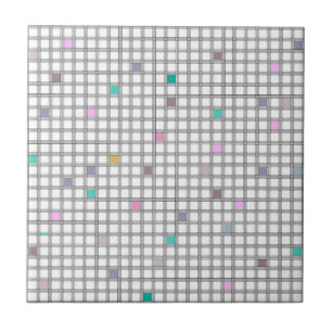 Multicolored Geometric Chequered Pattern Ceramic Tile