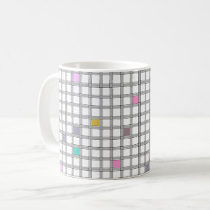 Multicolored Geometric Chequered Pattern Coffee Mug