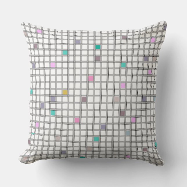 Multicolored Geometric Chequered Pattern Cushion (Front)